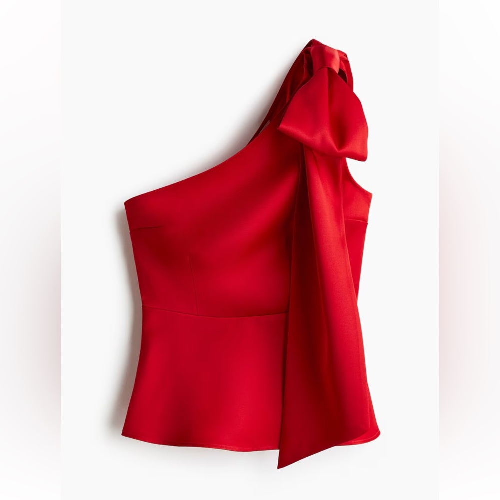 New H&M Bow Detail One-Shoulder Top